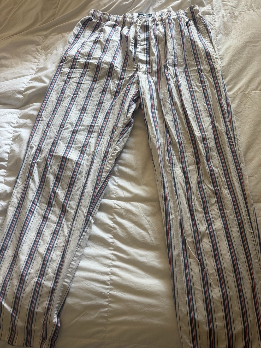 Nautica 100% Cotton Striped Pajama Lounge Beach Pants ~ white, blue, red
